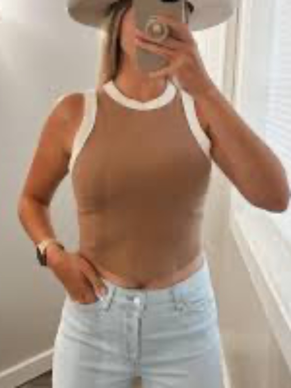 💕2 for $15💕 Wild Fable Ribbed Contrast Trim Sleeveless Tank Top Brown & White